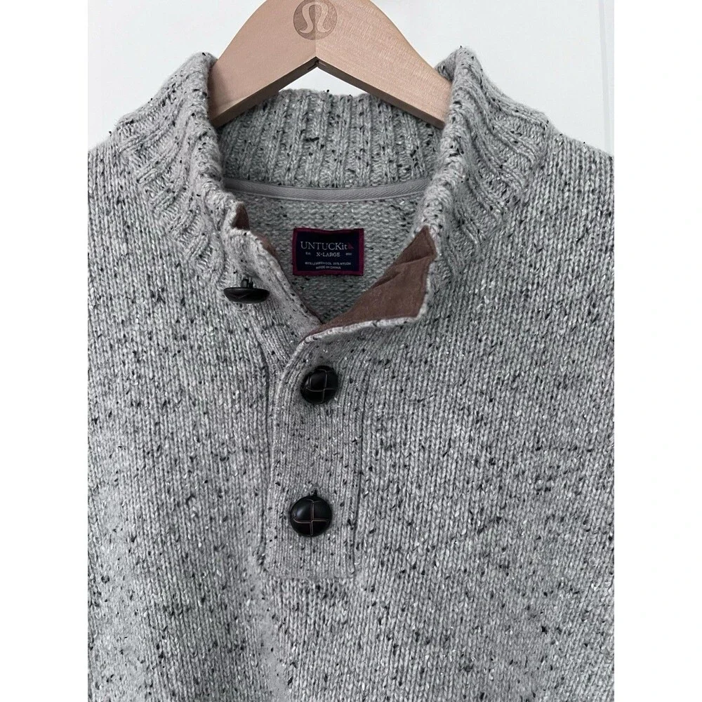 UNTUCKit Speckled Lambswool Mock Neck Sweater Size XL EUC